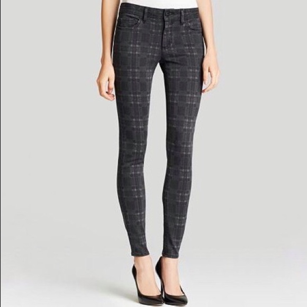 DL1961 Womens Florence Instasculpt Skinny Jeans Dahlia Black Gray Plaid size 30